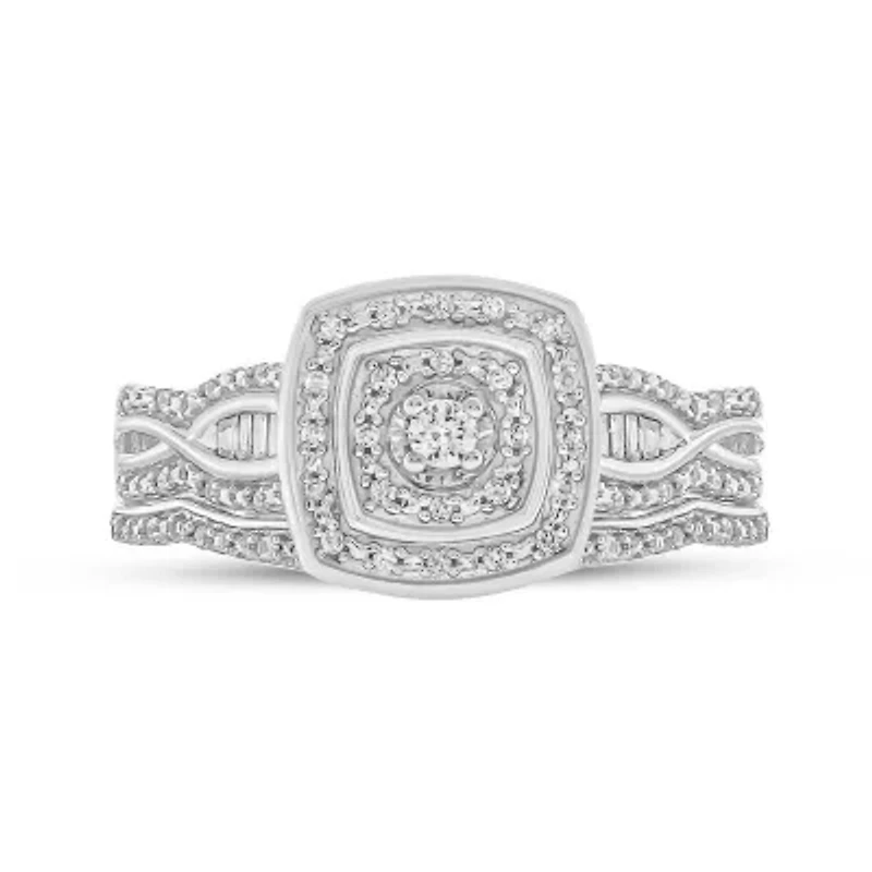 1/4 ct. t.w. Diamond with Miracle Plate Bridal Ring Sterling Silver