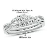 1/4 ct. t.w. Diamond By Pass Bridal Ring Sterling Silver
