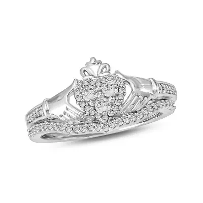 1/3 ct. t.w. Diamond Claddagh Bridal Ring 10K Gold