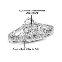 1/3 ct. t.w. Diamond Claddagh Bridal Ring 10K Gold