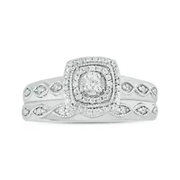 1/5 ct. t.w. Diamond with Miracle Plate Bridal Ring Sterling Silver