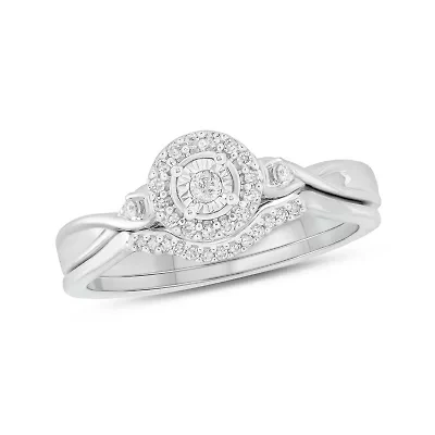 1/6 ct. t.w. Diamond with Miracle Plate Bridal Ring Sterling Silver