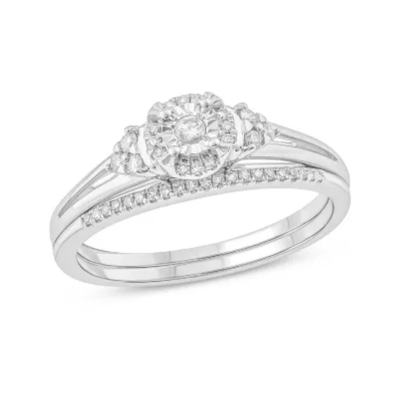 1/4 ct. t.w. Diamond with Miracle Plate Bridal Ring Sterling Silver