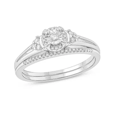 1/4 ct. t.w. Diamond with Miracle Plate Bridal Ring Sterling Silver