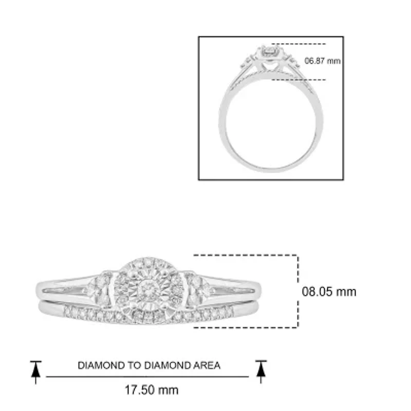 1/4 ct. t.w. Diamond with Miracle Plate Bridal Ring Sterling Silver