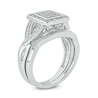 1/5 ct. t.w. Diamond Square Bridal Ring Sterling Silver