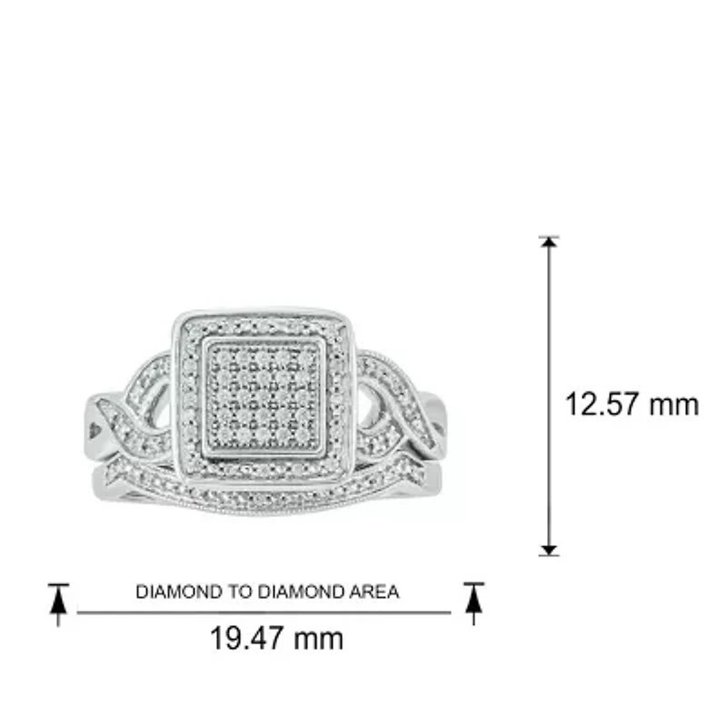 1/5 ct. t.w. Diamond Square Bridal Ring Sterling Silver