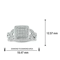 1/5 ct. t.w. Diamond Square Bridal Ring Sterling Silver