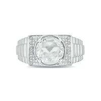 Lab Created Diamond Accent and 4.25 ct. t.w. White Sapphire Men's Ring Sterling Silver