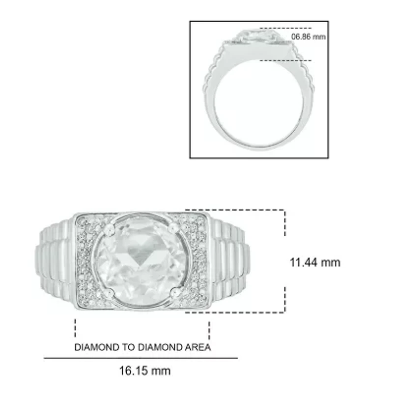 Lab Created Diamond Accent and 4.25 ct. t.w. White Sapphire Men's Ring Sterling Silver