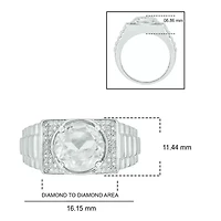 Lab Created Diamond Accent and 4.25 ct. t.w. White Sapphire Men's Ring Sterling Silver