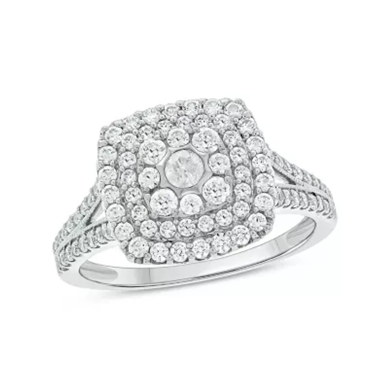 1/3 ct.t.w Natrual White Diamond Cushion Shaped Cocktail Ring 10K Gold