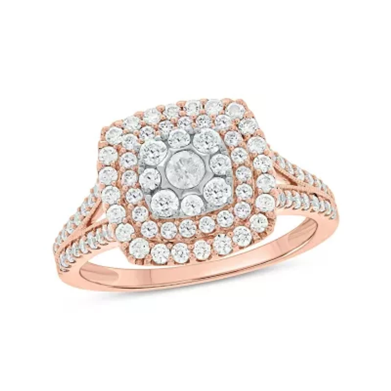 1/3 ct.t.w Natrual White Diamond Cushion Shaped Cocktail Ring 10K Gold