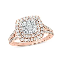 1/3 ct.t.w Natrual White Diamond Cushion Shaped Cocktail Ring 10K Gold