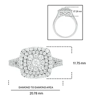 1/3 ct.t.w Natrual White Diamond Cushion Shaped Cocktail Ring 10K Gold