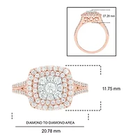 1/3 ct.t.w Natrual White Diamond Cushion Shaped Cocktail Ring 10K Gold
