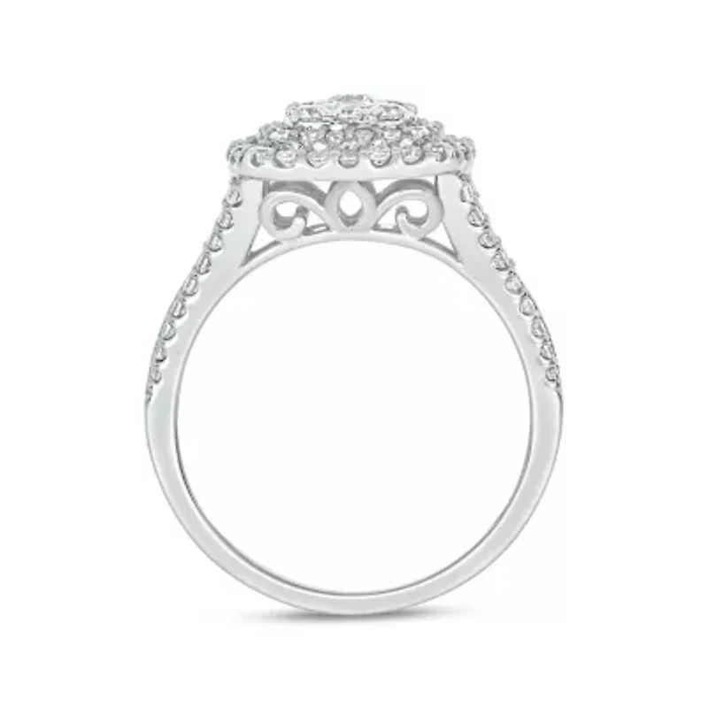 1/3 ct.t.w Natrual White Diamond Cushion Shaped Cocktail Ring 10K Gold