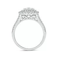 1/3 ct.t.w Natrual White Diamond Cushion Shaped Cocktail Ring 10K Gold