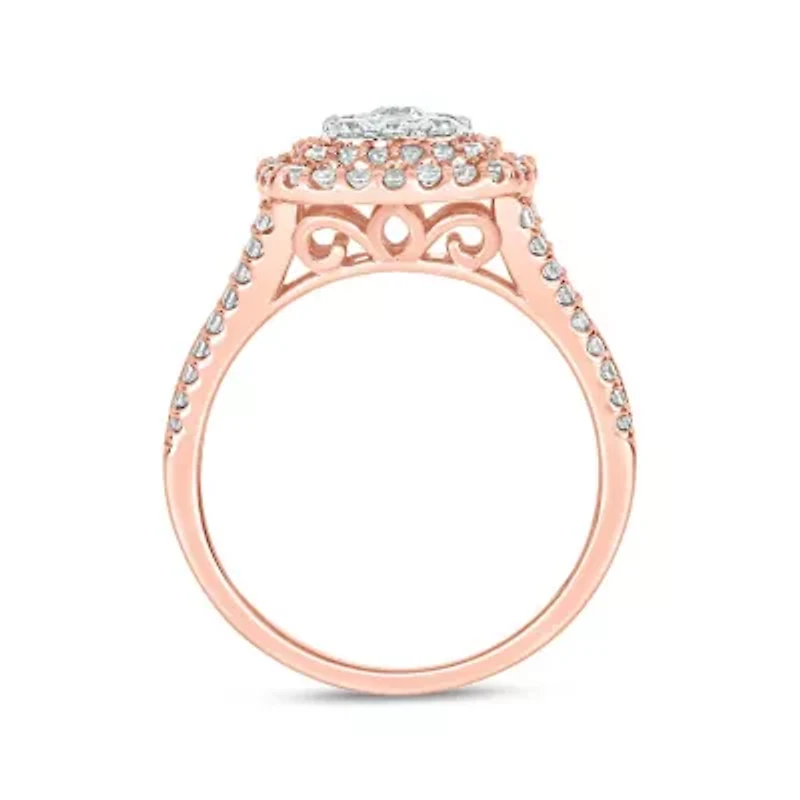 1/3 ct.t.w Natrual White Diamond Cushion Shaped Cocktail Ring 10K Gold