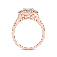 1/3 ct.t.w Natrual White Diamond Cushion Shaped Cocktail Ring 10K Gold