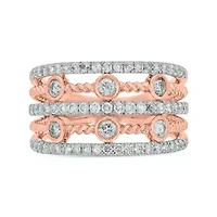 1.0 ct.t.w White Diamond 5 Row Cocktail Anniversary Ring  10K Gold