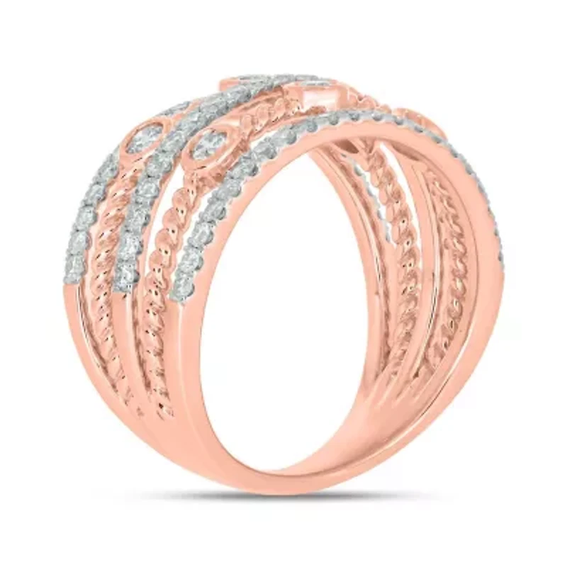 1.0 ct.t.w White Diamond 5 Row Cocktail Anniversary Ring  10K Gold