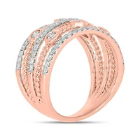 1.0 ct.t.w White Diamond 5 Row Cocktail Anniversary Ring  10K Gold