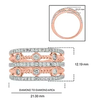 1.0 ct.t.w White Diamond 5 Row Cocktail Anniversary Ring  10K Gold