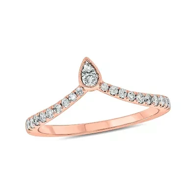 1/4 ct.t.w White Diamond Chevron Anniversary Ring  14K Gold
