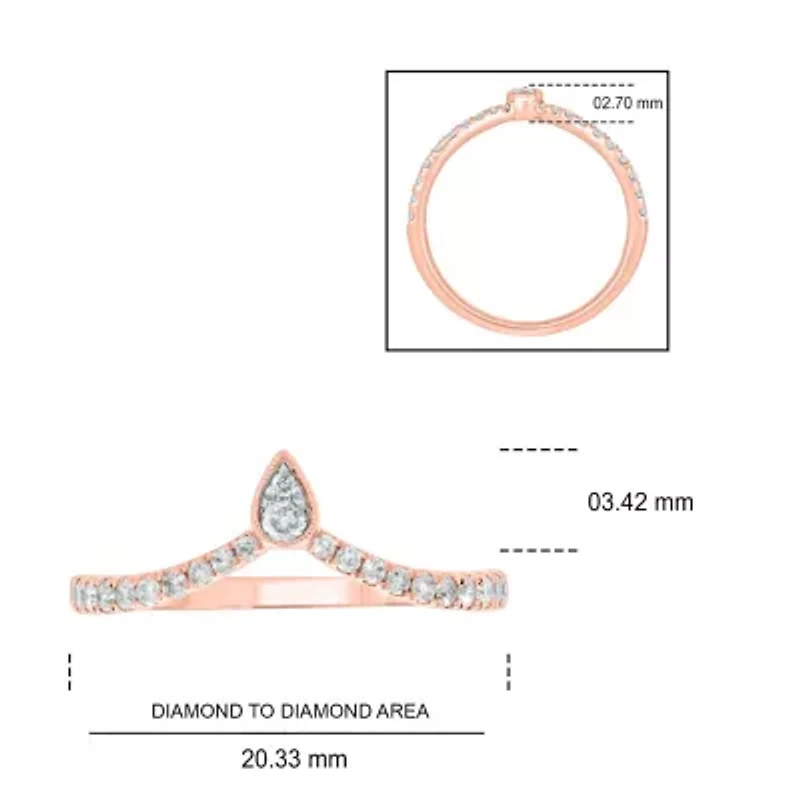1/4 ct.t.w White Diamond Chevron Anniversary Ring  14K Gold