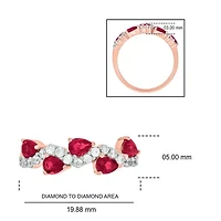 Lab Created 1/4 ct. t.w Diamond & 1.75 Ruby Pear Shape Natural Gamstone Ring 10K Gold
