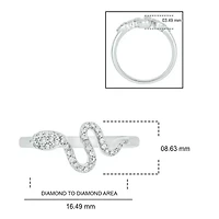 1/10 ct.t.w White Diamond Snake Serpent Ring Sterling Silver