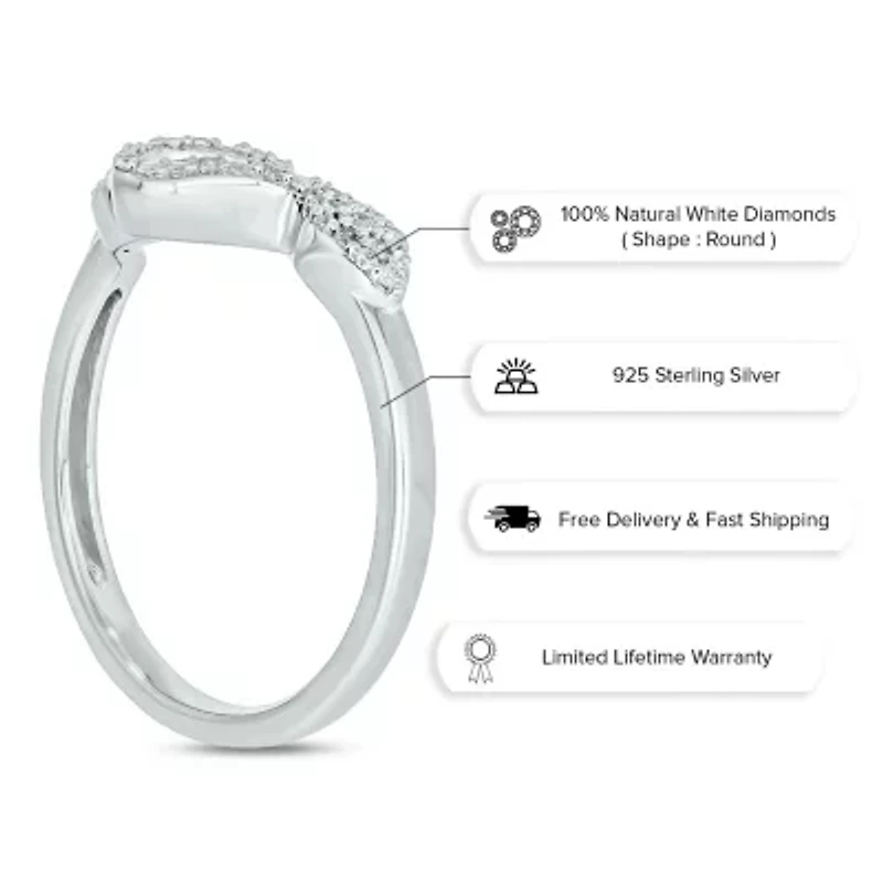 1/10 ct.t.w White Diamond Snake Serpent Ring Sterling Silver