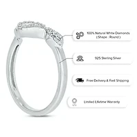 1/10 ct.t.w White Diamond Snake Serpent Ring Sterling Silver