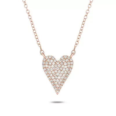 1/4 ct. t.w White Diamond Heart Shape Pendant Necklace 10K Gold