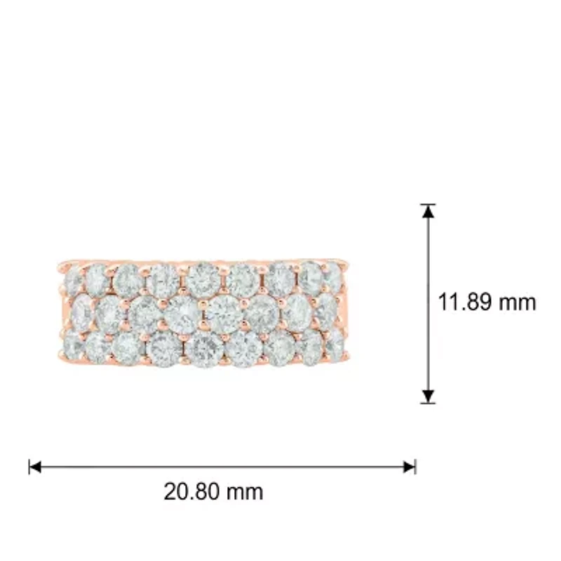 2.0 ct.t.w White Diamond 3 Row Studded Anniversary Ring 14K Gold