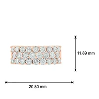 2.0 ct.t.w White Diamond 3 Row Studded Anniversary Ring 14K Gold