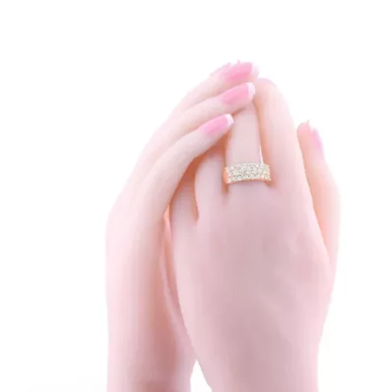 2.0 ct.t.w White Diamond 3 Row Studded Anniversary Ring 14K Gold