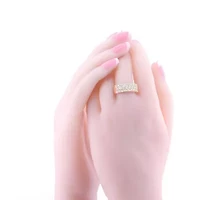 2.0 ct.t.w White Diamond 3 Row Studded Anniversary Ring 14K Gold