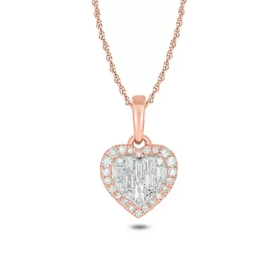 1/6 ct. t.w White Diamond Studded Heart Pendant 10K Gold
