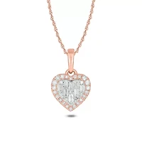 1/6 ct. t.w White Diamond Studded Heart Pendant 10K Gold
