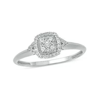 1/6 ct.t.w White Natrual Diamond Cluster Promise Ring Sterling Silver