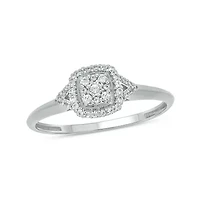 1/6 ct.t.w White Natrual Diamond Cluster Promise Ring Sterling Silver