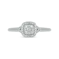 1/6 ct.t.w White Natrual Diamond Cluster Promise Ring Sterling Silver
