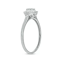 1/6 ct.t.w White Natrual Diamond Cluster Promise Ring Sterling Silver