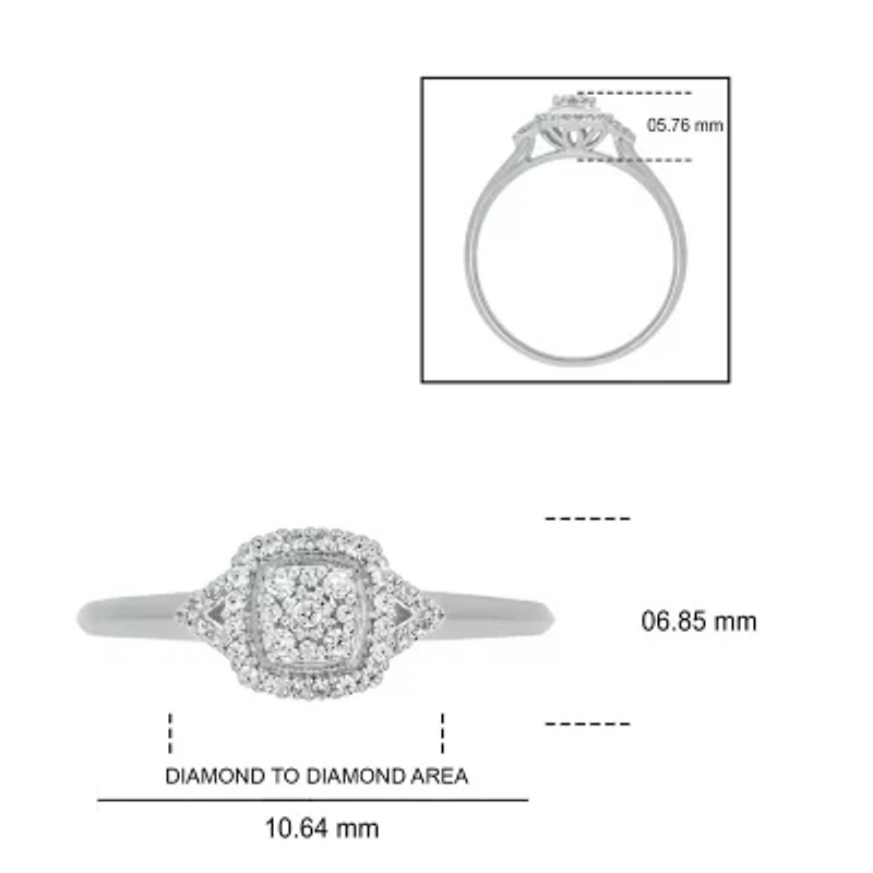 1/6 ct.t.w White Natrual Diamond Cluster Promise Ring Sterling Silver