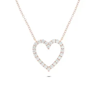 1.0 ct. t.w Natrual White Diamond Open Heart Pendant Necklace 14K Gold