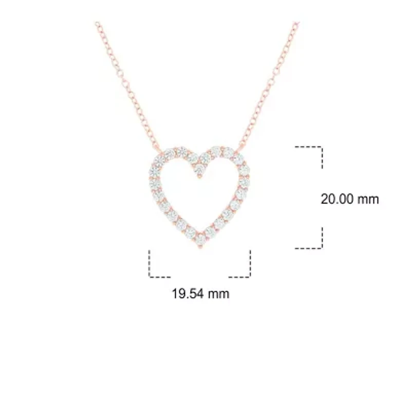 1.0 ct. t.w Natrual White Diamond Open Heart Pendant Necklace 14K Gold