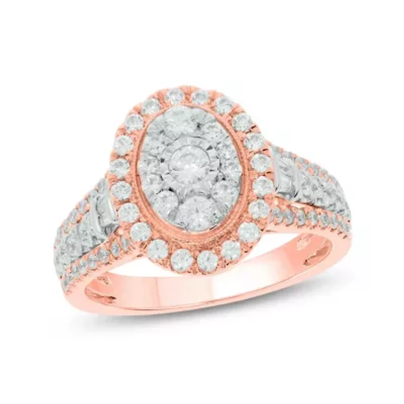 1.0 ct.t.w White Diamond Studded Solitaire Engagement Ring 10K Gold