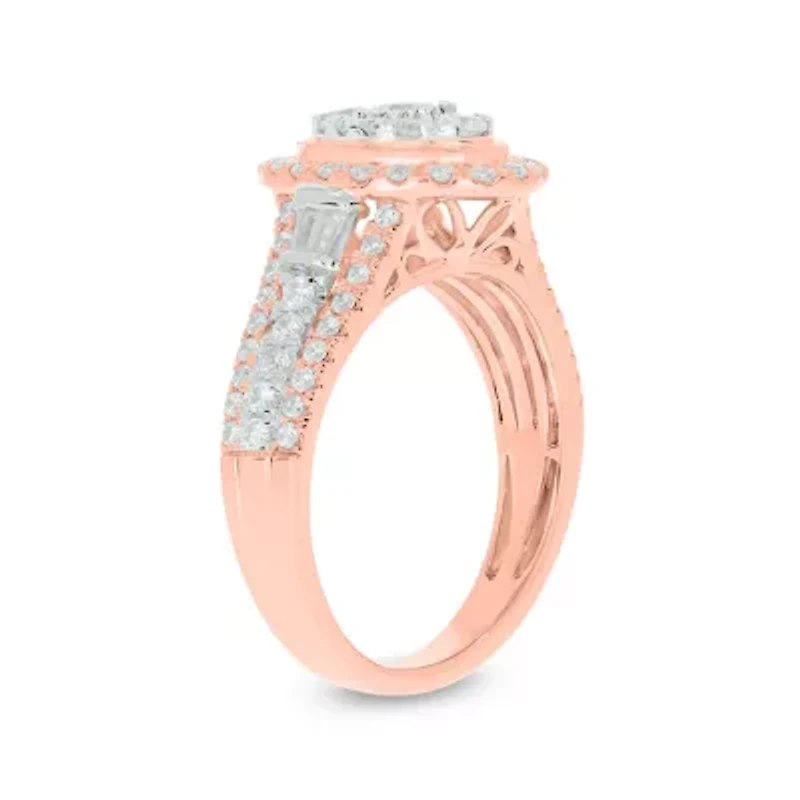 1.0 ct.t.w White Diamond Studded Solitaire Engagement Ring 10K Gold